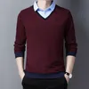 Gefälschte Ymwmhu zweiteilige Männer Langarm Warm Herbst und Winter Polo -Hemd für Mann Slim Fit Clothing Koreanische Oberteile 220408