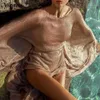 Sarongs 2021 Crochet Knitted Beach Cover Up Dress Tunic Long Pareos Bikinis Ups Swim Robe Plage Beachwear1238u