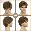 Erkekler Saç Sentetik Kahverengi Ombre Keten Renk Kısa Düz Erkek Peruk Doğal Moda Stili İnsan İçin Günlük veya Parti Ayarlanabilir Boyut 0527