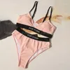 Luxo feminino maiô charme rosa cintura alta bikinis praia piscina spa Surfwearwear sexy fatos de banho divididos