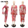 Cm.yaya outono feminino midi vestido malha veja através de vestidos de bodycon de decote em vasos de manga cheia