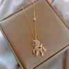 Pendant Necklaces Korean Personality Shiny Rhinestones Cute Horse Necklace Temperament Sweet Girl Clavicle Choker Women Fashion Jewelry