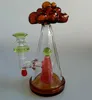 Bubbler Honeycomb Bong Recycler Gravity Hockah Glass Ash Catcher Hockahs Pump Nozzle 포도 삼각형 두꺼운 봉스 석유 장비 Bubble Bong 전체 높이 7.4 인치