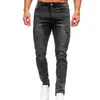 Jeans pour hommes coupe athlétique pour hommes pantalons pour hommes fraisés décontracté fermeture éclair pieds patte tissée pantalon ouvert à l'eau pour hommes