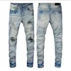 2022 Pantalones de mezclilla para hombres de moda de alta calidad Pantalones de mezclilla rasgados Hip Hop Luxury Zipper Pantalers para hombres $ 799