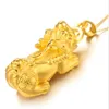 Hanger kettingen puur 24k geel goud 3d 999 Dragon Son Pixiu