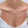 Chains Bohemian Gold Chain Necklace For Women Girls Trendy Fashion Multilayered Hexagonal Crystal Diamond NecklacesJewelry PartyChains