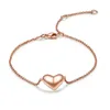 Link łańcuch małe serce prosty styl gładki różowe złoto bransoletka dla kobiet biżuteria przyjęcie weselne miłosne prezent Kent22