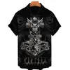 Camisas casuais masculinas Vintage Viking Myshir Mythology para homens Retro Manga curta Tops de grandes dimensões Camisames Camisamen's