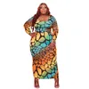 Plus Size Dresses Sexy Leopard Print Long Sleeve Dress Maxi For Women Bodycon Curved Outfit Trendy Wholesale Drop