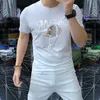 New Fashion Men's T-Shirt Rhinestone Hat Letter Hip-hop Pattern Tees Colourful Multicolor Comfortable Handsome High-quality Man Clothing Red Black White orange M-4XL