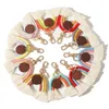 2022 Vävning Rainbow Wood Keychains For Women Boho Handmade nyckelhållare Keyring Macrame Bag Charm Car Hanging Jewelry
