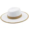 Tüy Fedoras Beyaz Sonbahar Büyüce Şapka Kadınlar için Şık Düz Brim Lady Church Hats Party Felted Jazz Cap Chapeu Feminino7890656