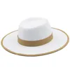 Chapéu fascinator de penas fedoras branco outono para mulheres moda aba plana senhora igreja chapéus festa feltro jazz boné chapeu feminino2047