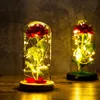 Valentines Day Gift for Girlfriend Eternal Rose LED Light Foil Flower In Glass Cover Mothers Wedding favors Bridesmaid 220811