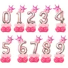Wesołych Świąt 1 2 3 4 5 6 7 8 9 Rose Gold Number Balloons Folia Digital Latex Hel Balloon Zestaw Ślubne Baby Shower Urodziny Dekoracji Jy1126