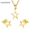 Earrings & Necklace Gold Stianless Steel Star Jewellery Sets Wedding Bridal Pendant For Women Girls Dubai Jewelry SetEarrings