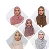 Zachte gewone bubble chiffon sjaalaabaab vrouwen moslim hoofdband sjaal dame wraps solide foulard pashmina sjaals hoofddoek