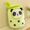 Creative Milk Tea Cup Plush Dolls f￶rvandlas till Panda Doll Plushies Soft Pillow Toys