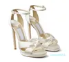 Mode-zomer platform sandalen schoenen satijn twee buisvormige riemen luxe gladiator sandalias bruiloft bruidsjurk dame hoge hakken