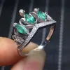 Cluster Ringe Mode Grace Crown Natürlicher Grüner Smaragd Ring 925 Sterling Silber Edelstein Damen Party Feiner Geschenkschmuck