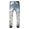 T-shirts Designer Jeans Amirrs 2023 Jean Casual Hip Hop Usé et lavé Splash Encre Couleur Peinture Slim Fit Hommes WBMT