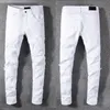 2024 Jeans Mens Distress Rasgado Skinny Branco Designer Clássico Biker Denim Borla para Homem Stretch Relaxado Fit Vintage Perna Reta Longa Mid Zipper