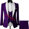 Anpassa Tuxedo One Button Handsome Shawl Lapel Groom Tuxedos Men Suits Wedding/Prom/Dinner Man Blazer (Jacket+Pants+Tie+Vest) W1072