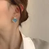Clip-on & Screw Back Charm Korean Blue Geometric Clip On Earrings For Women Statement Round Square Fashion Brincos Ear Clips JewelryClip-on