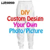 LIASOSO DIY Personnalisez votre propre Po / Images 3D Imprimer Hommes Pantalons Femmes Harajuku Pantalons de survêtement Hip Hop Pantalons pour hommes D000-3 220613