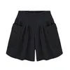 Summer Women Plus Size Solid Color Elastic Waist Casual Loose Shorts with Pocket Fashion Female Beach Swimwear Wide Leg 220622