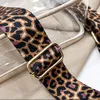 Kvällspåsar 63HC Justerbar Clear Bag Messenger Leopard Guitar Strap transparent handväska crossbody för stadionshopping