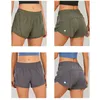 Lu-0160 Womens Yoga Outfits High Waist Shorts Exercise Short Pants Fitness Wear Girls Running Elastic Adult Sportswear Lined Drawstring