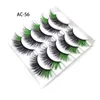 5 Pairs New faux Eyelashes colored lashes pink blue lashes Color Messy False Fluffy Colorful with buttery