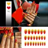 Valse nagels 24 -stcs 4 brandpatronen Ontwerp Hand Decoratief nep met lijm Volledige omslag Afneembare nail art apparatuur B88 PRUD22