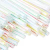 100pcs/pack 8 Inches Long Striped Bedable Disposable Straws Party Multi Colored Straw Plastic Drinking Straws