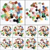 Stone Loose Beads Jewelry Natural 10Mm Square Opal Rose Quartz Tigers Eye Turquoise Cabochons Flat Back For Necklace Ring Earrrings Drop Del