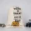 Halloween Candy Bag Party Portable Drawstring Pocket Bat Letter Print Tote Bags Canvas Cartoon Trick or Treat Kids Casual Gift Sack