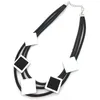 Hänghalsband handgjorda stora fyrkantiga metallchokerhalsband för kvinnor mode svart gummiläder rep punk party bar juvelrypendant