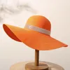 Chapeaux à large bord chapeau de paille 15CM gros strass accessoires 2022 été femmes plage vacances crème solaire pour femme large Davi22