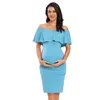 Pograghyは妊娠中の女性のためのノースリーブの妊娠妊娠服を肩のない短い長いマタニティドレス220607