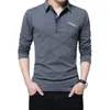 5xl Polo рубашка воротничко мужчины плюс размер 3xl 4xl осенняя кнопка бренд мужская рубашка поло в рубашке с длинным рукавом.