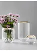 Vases Vase en verre scandinave avec placage à l'or fleur hydroponique transparente Design créatif bol Aquarium Pot maison déco