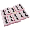 22mm 25mm Farbe Gefälschte 3D Nerz Wimpern Flauschige Falsche Wimpern Mit Rosa Papier Box Make-Up Wispy Lash Verlängerung Volle Streifen Natürliche Auge Wimpern