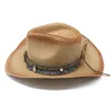 Bérets Chapeau de Cowboy de Paille d'été avec Mentonnière et Chapeau Turquoise Unisexe Jazz Fedoras Refroidissement Chapeaux de Soleil élégant Cowgirl Party CapBérets