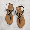 Sandały Kobiety gladiator letnie buty diamentowe klamra moda sandały rzymskie rhinestones Flat Woman's Casual Shoessandals