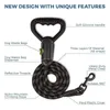 Dog Collars & Leashes Nylon Reflective Leash Soft Silicone Handle Thickened Thick Traction Rope Large Poop Bag Dispenser Set