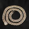 Catena a maglie cubane in rame da 10 mm collana da uomo bracciale gioielli catena in oro per uomo Catene ghiacciate con diamanti Hip Hop AAA Zirconia Silver220W