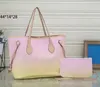 Gradient coloré assorti Sacs à main Designer Sacs de soirée Femmes Sac à main Shopping Sac en cuir Portefeuilles Sacs à main décontractés pour femmes Porte-monnaie Ensemble de 2 pièces