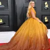 Orange Prom Dusty Kleider 2022 Designer Ballkleid Gurte Gold Pailletten Ruch gestufte Chiffon Custom MADE MADE MADE MADE MAD